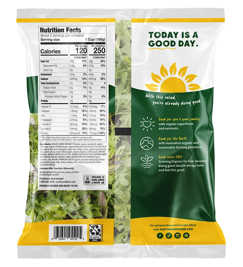 Ebf Lemon Arugula 7.8oz Pkg Back